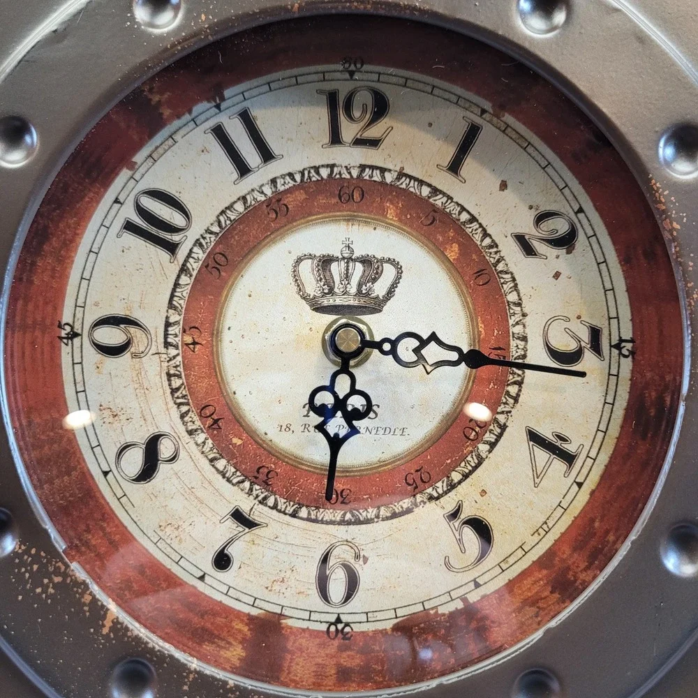 Retro Old Telephone Wall Clock Hidden Key Cabinet Distressed Bronze 16
